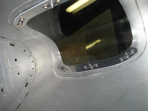 View of installed lens from inside the wing