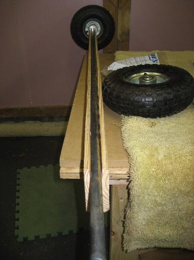 Mounting the axle in the 2x4 and the wheels to the axle