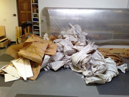 Mountain of packing paper