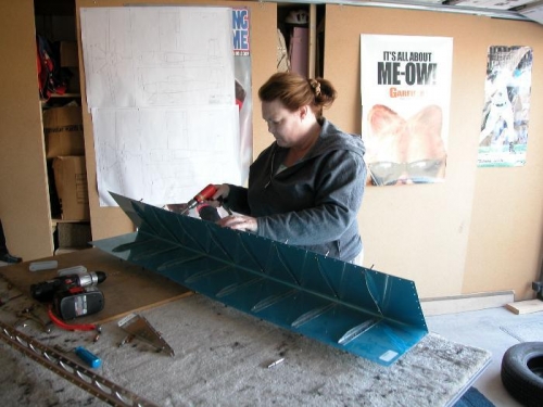 Right Aileron being matched drilled by my wife mary Anne.