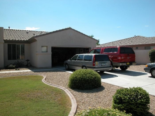 Cars pulled out of the garage.