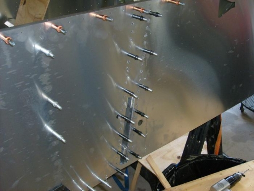 uprights drilled and clecoed, exterior view
