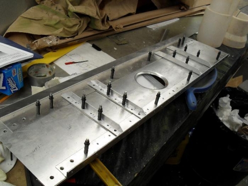 uprights in place,and rivet holes opened