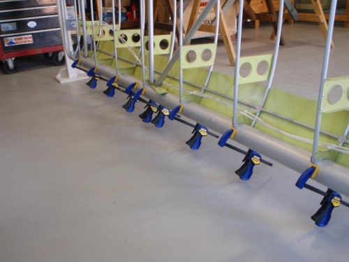 Adhesive clamped and setting up