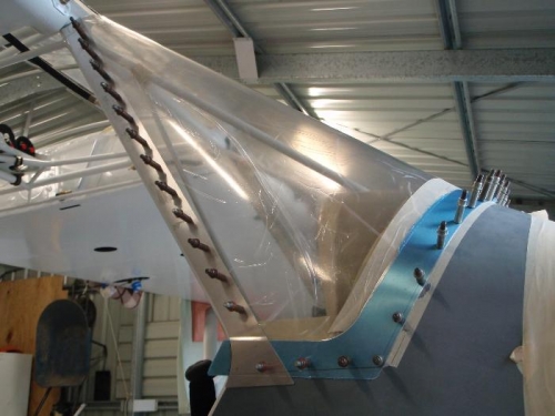 Windscreen trimmed and pinned in position