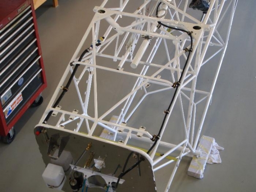 Fwd fuel line,shut off valve and clamped battery wire