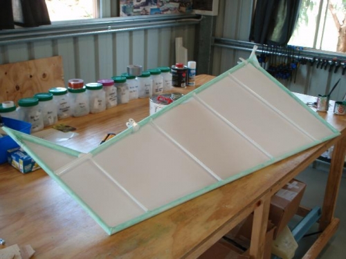 View of internal surface prior to applying second side