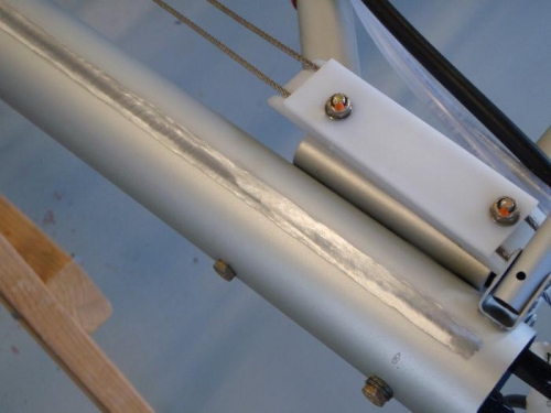 Spar tubes scuffed back for bonding of skin