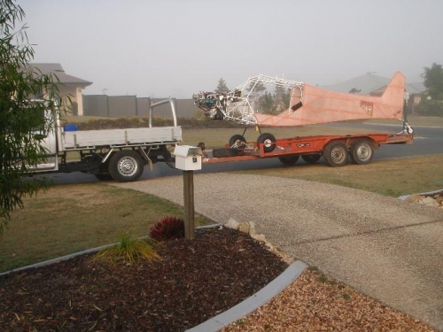 Trailer fuselage to paint booth