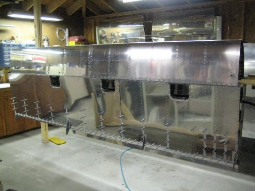 Bottom right wing skin ready for riveting