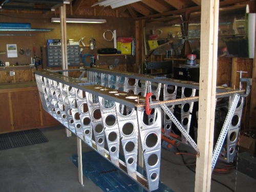 Wing skeletons hanging on wing stand