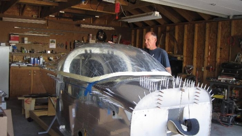 First placement of the canopy on the fuselage