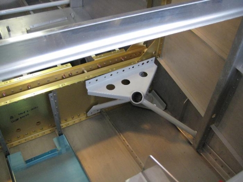 Left main gear weldment inside cabin