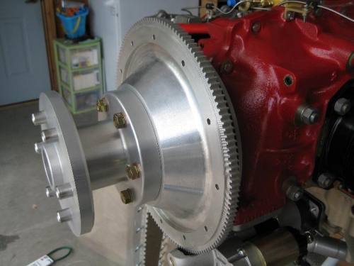 Bolted on the prop spacer - ready for torque and safety wire