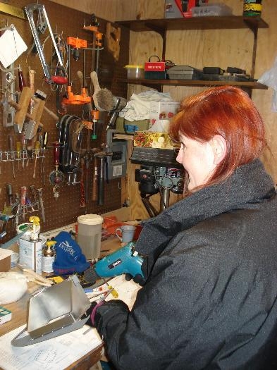 Jane drills for the autopilot bracket.