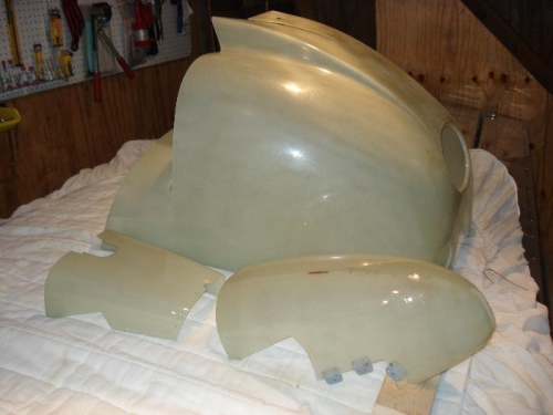 Tailcone coated, cowl sanded.