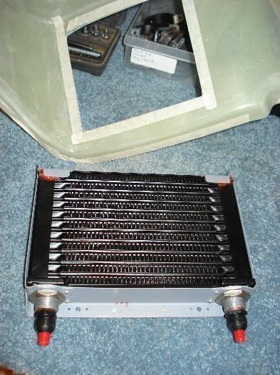 Oil cooler assembly ready to mount.