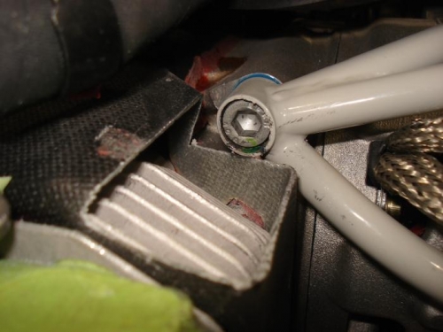 Shroud cut for capscrew access.