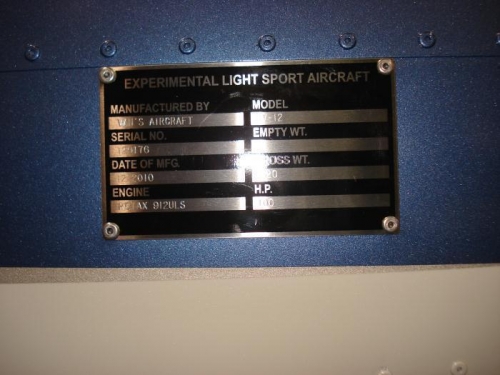 Data plate installed.