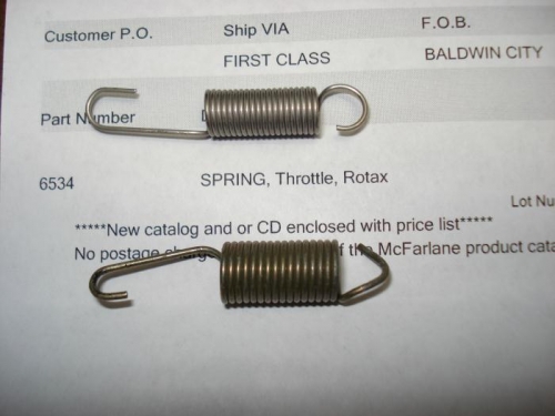 Original and McFarlane throttle  springs.