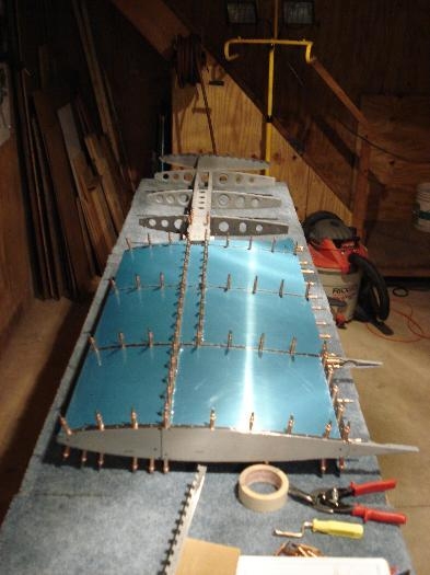 Left skin clecoed, ready to rivet