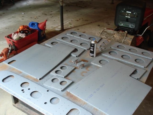 Baggage area parts primed.