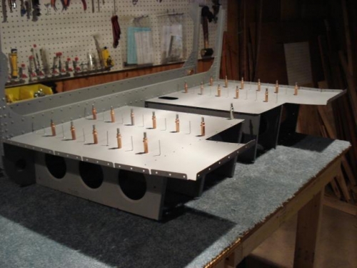 Assembling baggage compartment floor.