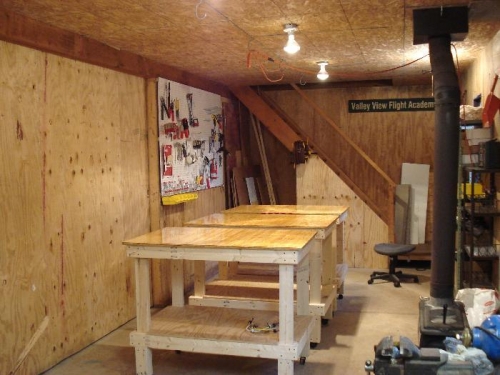 Tools organized, benches built.