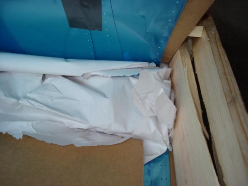 Inside view of crate damage.