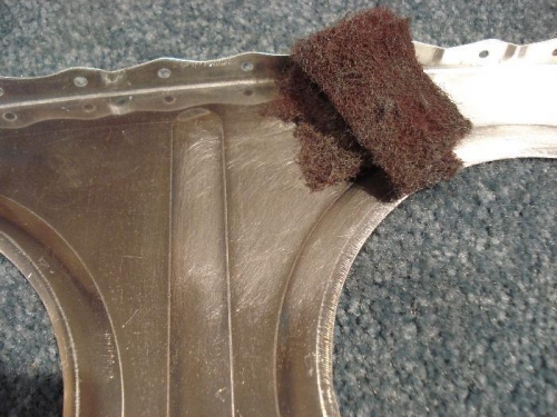 Roughing with Scotchbrite.