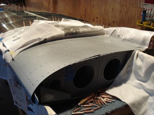 Primed area under wing walk doubler.