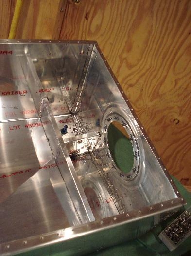 Inside front with baffles and outlet.