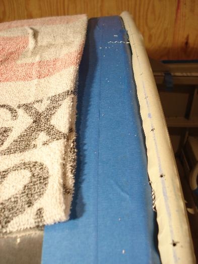 Forward bow drilled through marking tape.