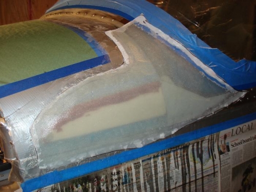 Left side layup with peel ply.