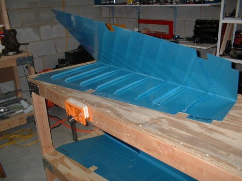 Rudder stiffeners layed in position on the skin