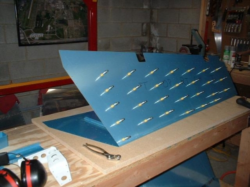 Top Stiffeners Clecoed and drilled to top skin