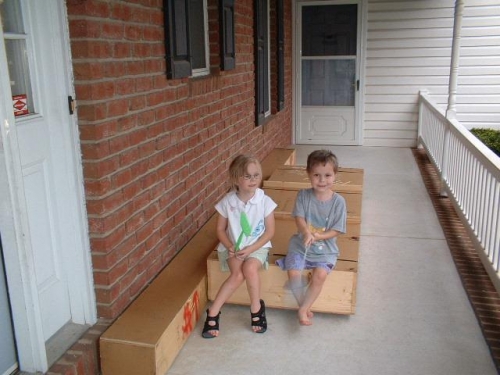 My two helpers ready to open the wing crates