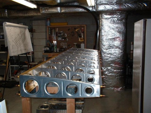 Main Ribs Clecoed to Left Front and Rear Spars