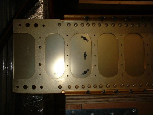 Rear view of Z-Bracket nutplates riveted to spar