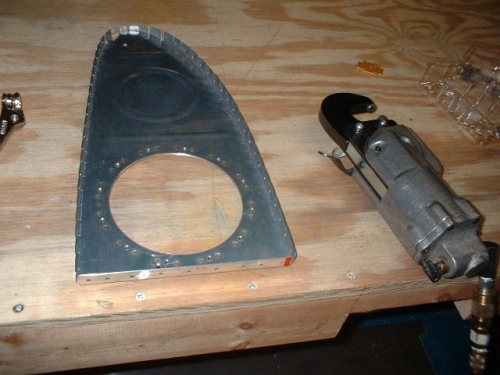 Outside view of reinforcement ring / nutplates riveted to rib
