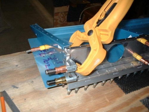 Left attach angles clamped in place