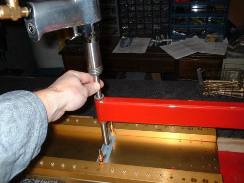 Using the C-Frame to rivet the web stiffeners