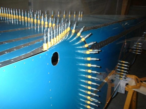 Right side skin clecoed to fuselage