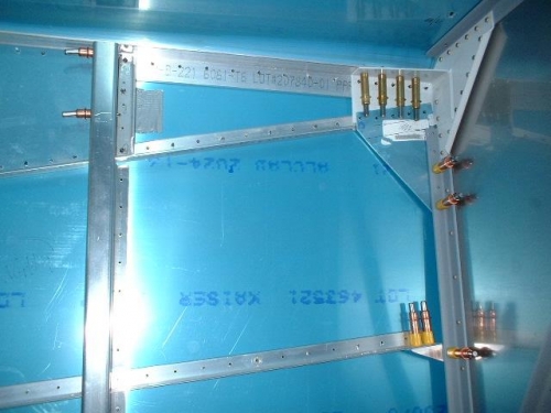 Inside view of right forward fuselage drilled