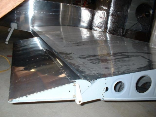 Right aileron bolted to right wing