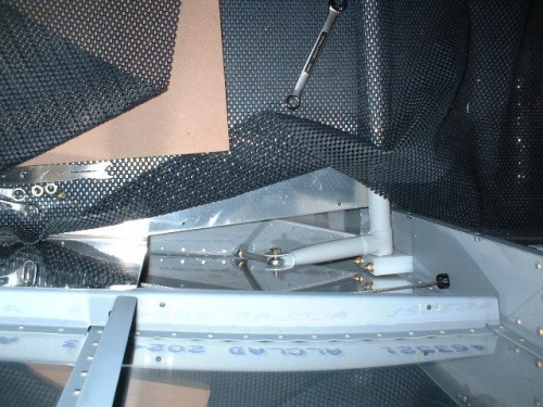 Inside view of right flap pushrod hole