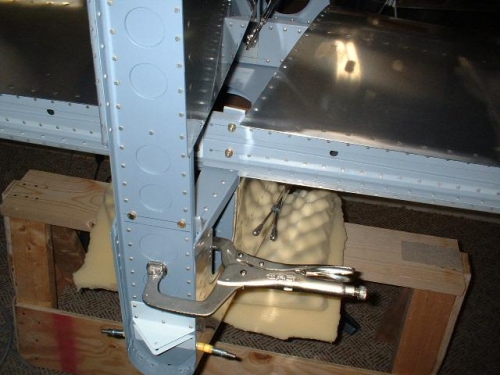 Rear spar of VS bolted to aft deck angle - rear view