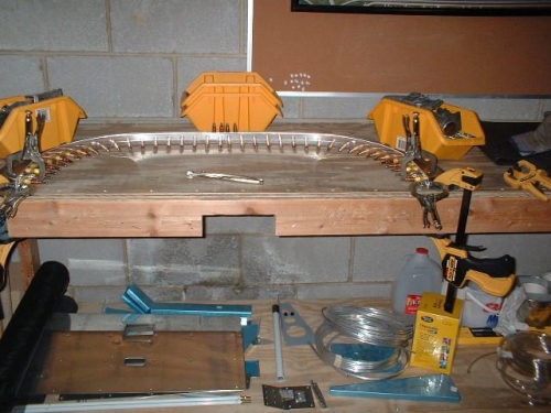 Inner strip drilled and clecoed to inner flanges
