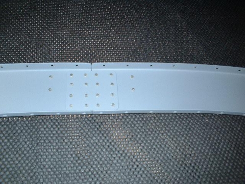 Inside view of aft channel splice plate and support angles