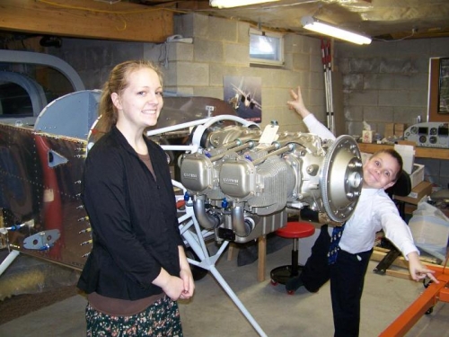 Heather and Steven posing with the new engine